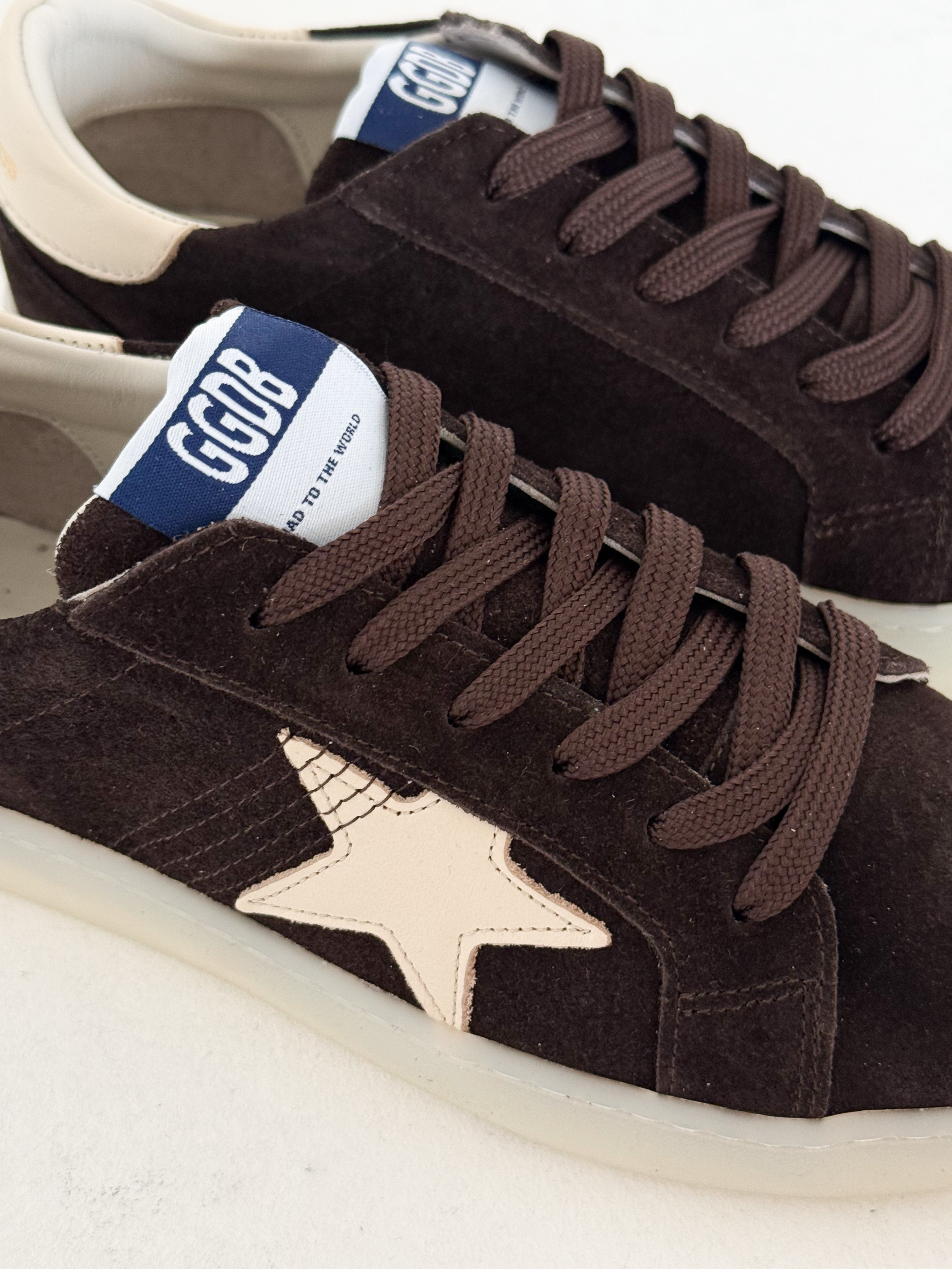 Hakiki Deri Kahverengi Süet Yıldız Detaylı Kadın Sneaker Günlük Spor Ayakkabı